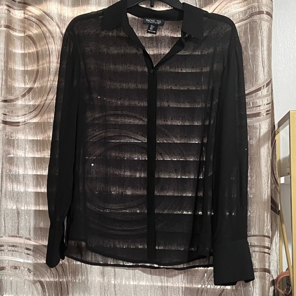 Rachel Roy Sheer Black Blouse - Picture 1 of 7